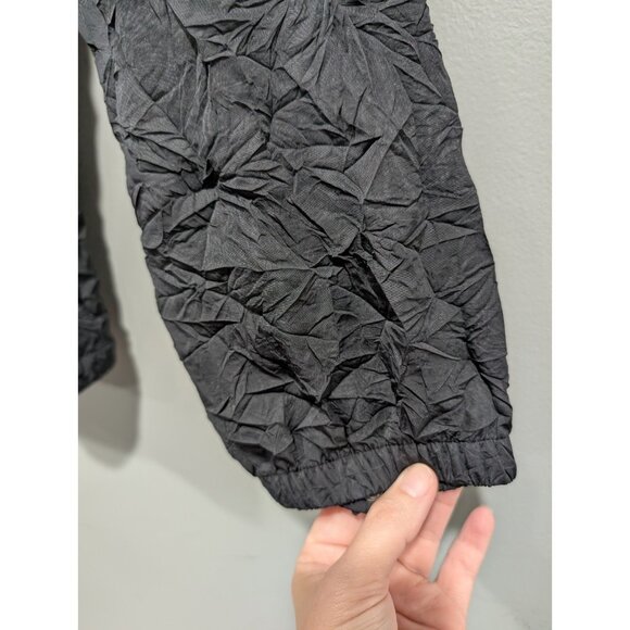 Chicos Womens Zenergy Hooded Jacket Black Full Zip Pockets Crinkle Fabric 3 (XL) - Picture 7 of 16